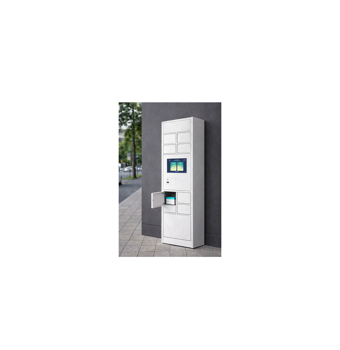 PharmaBox en situation dans la rue